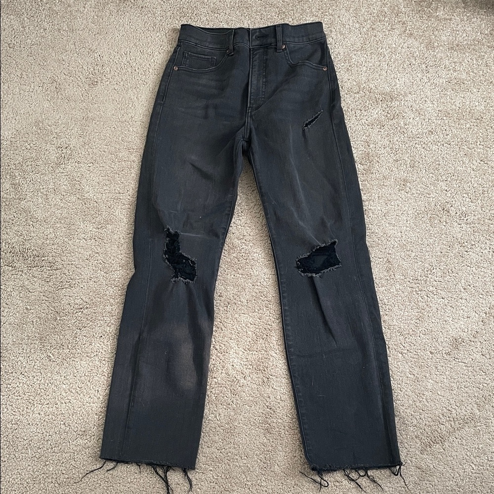 Express modern straight Black Distressed Jeans